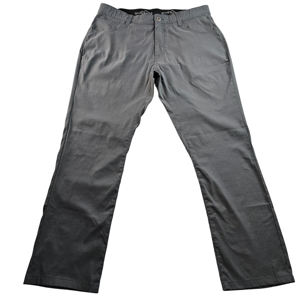 Eddie Bauer Adventure Trek Pants Men 38x32 Charcoal Water Resistant Straight Leg